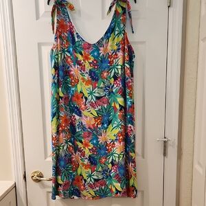 Nina Leonard Floral Print Lined Dress Women's 2X Tropical